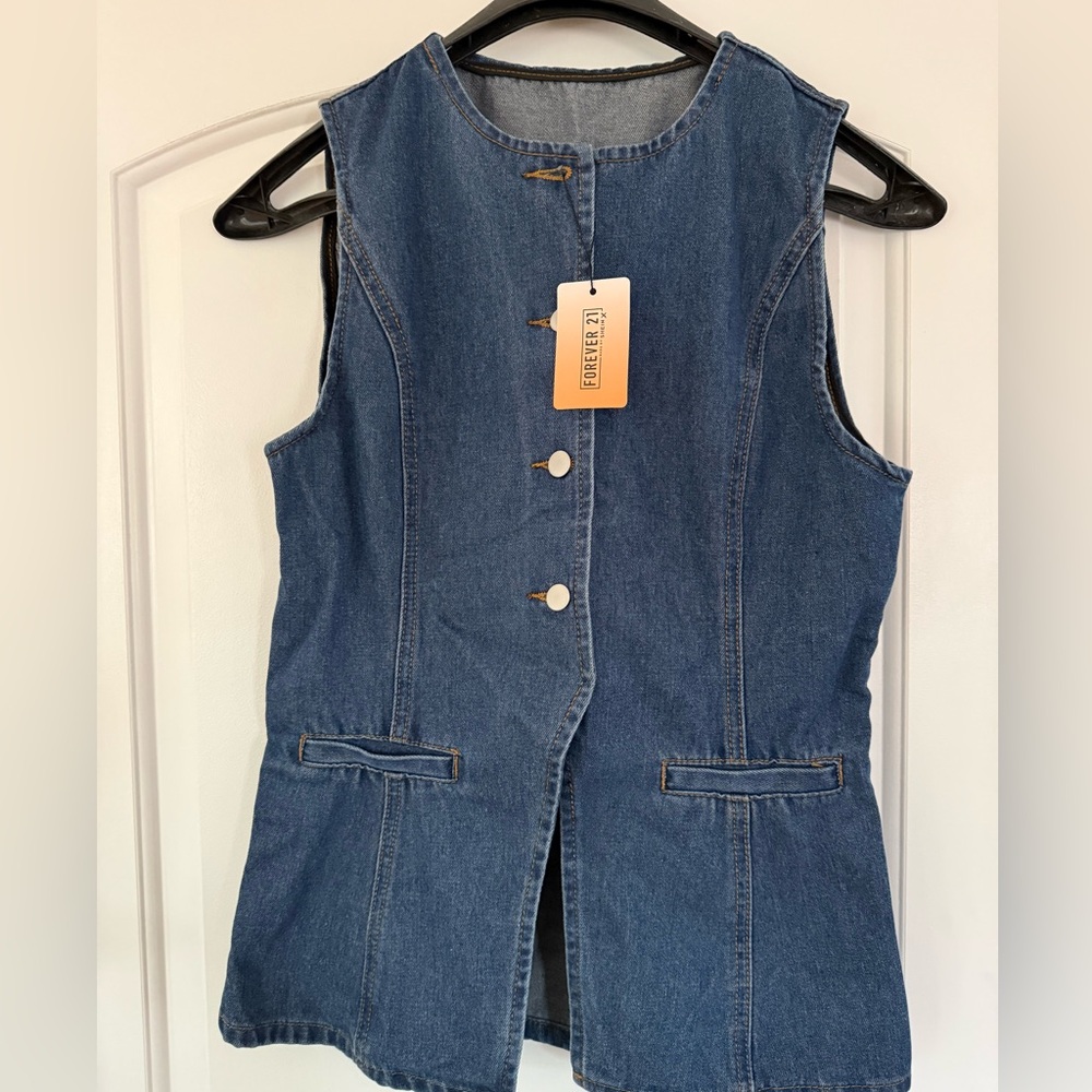 Forever 21 Dark Blue Denim Vest